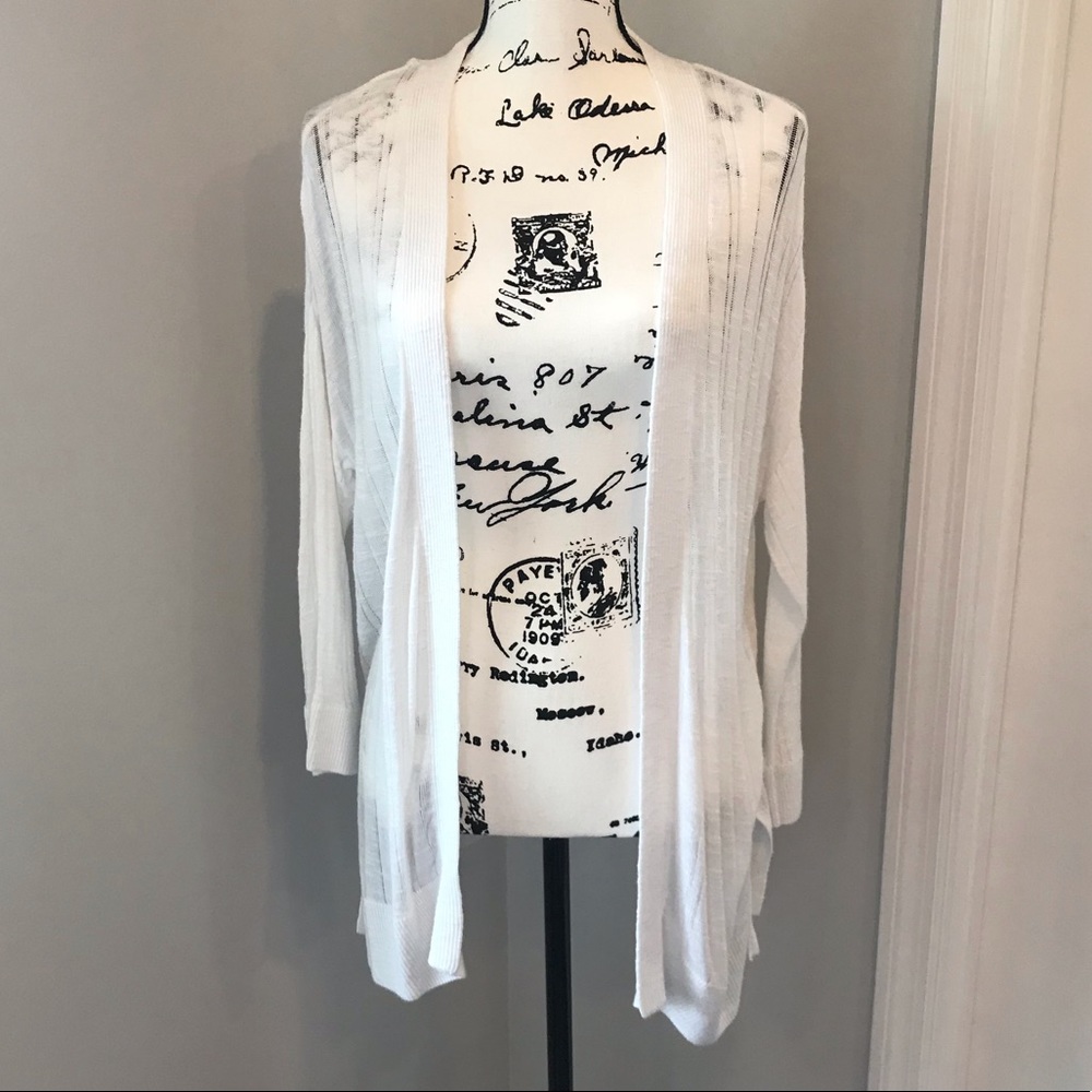 White Long Open Cardigan Sweater